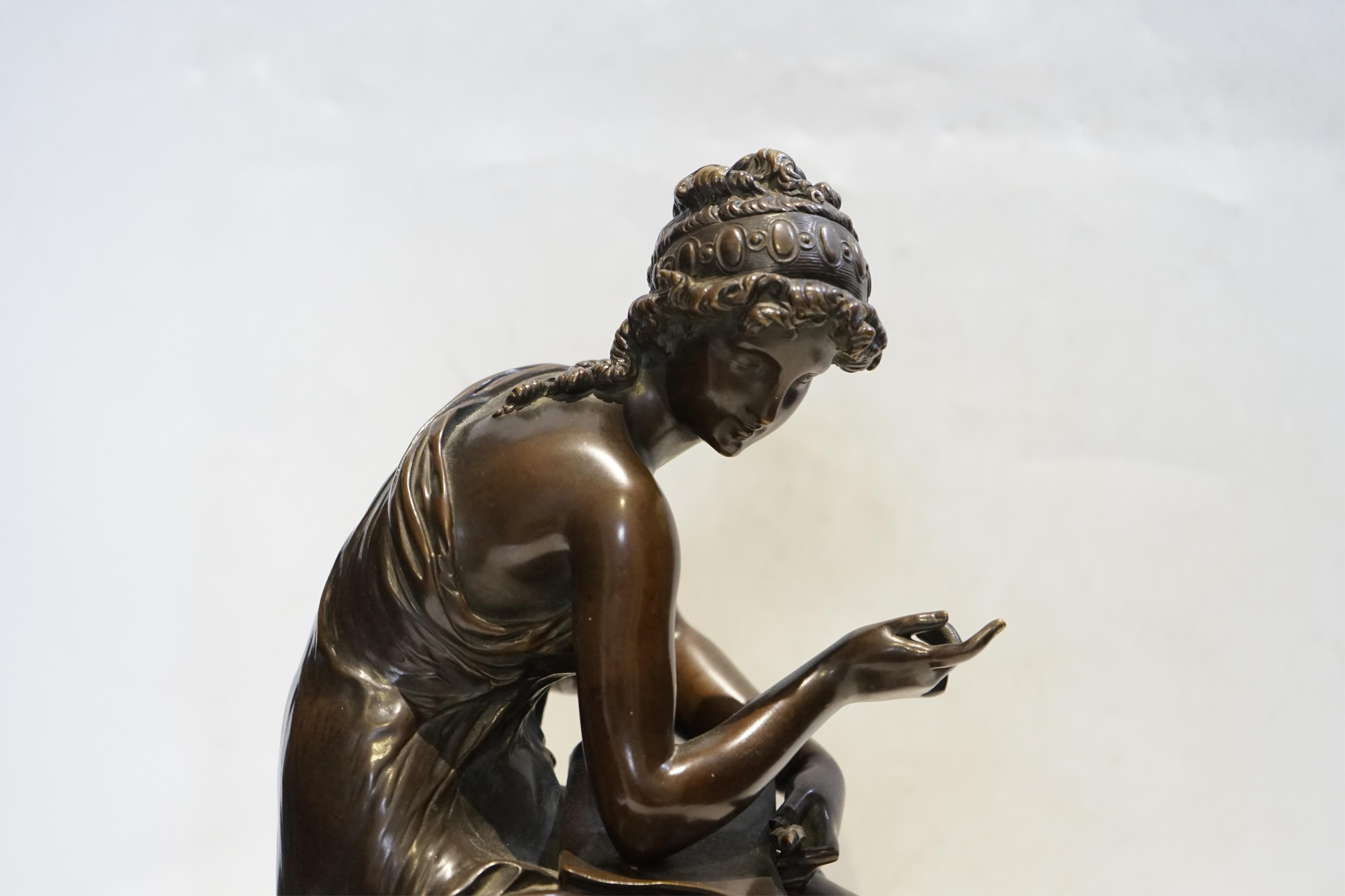 A 19th century French bronze figure of Sappho